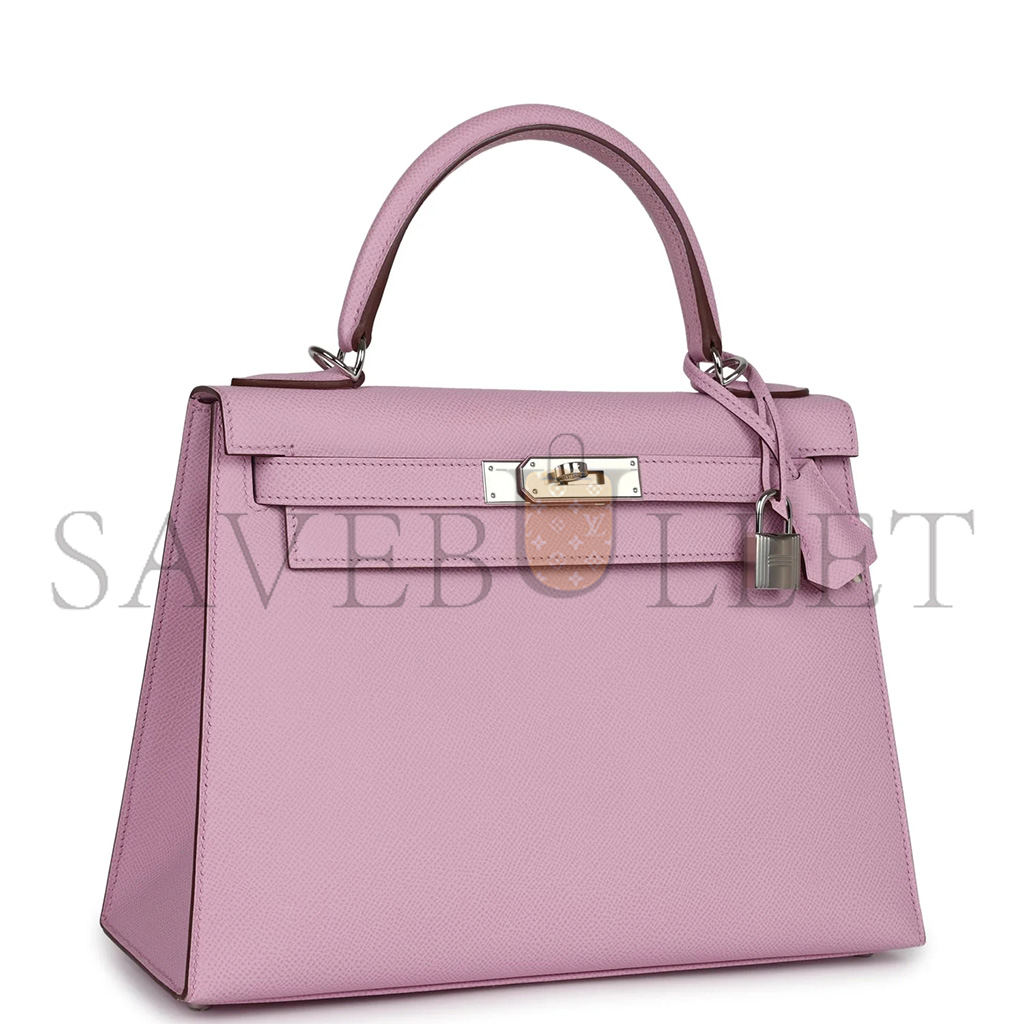 HERMÈS MASTER KELLY SELLIER 25 MAUVE SYLVESTRE EPSOM PALLADIUM HARDWARE (25*17*7cm) 